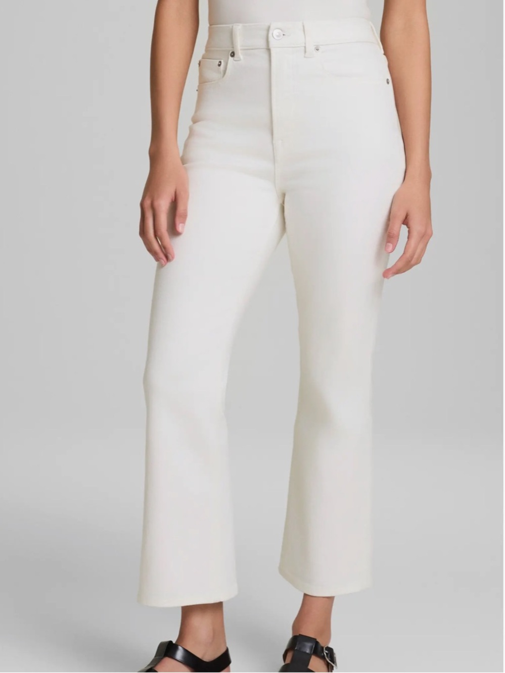 SPANX Fitsense Lycra Kick Flare White Jeans White 6 NWT